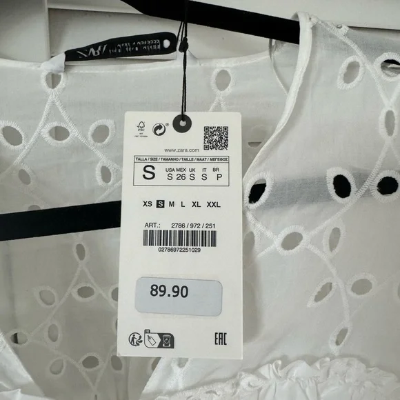 Zara White Embroidered Dress NWT - Picture 3 of 6